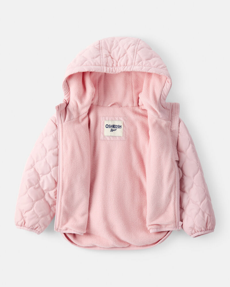 Toddler Girl Long-Sleeve Midweight Quilted Jacket - Pink, image 2 of 3 slides