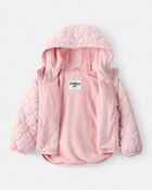 Toddler Girl Long-Sleeve Midweight Quilted Jacket - Pink, image 2 of 3 slides