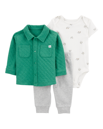 Baby Boy 3-Piece Quilted Little Cardigan Set, 