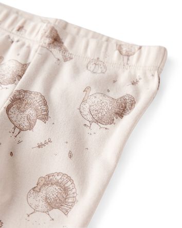 Baby 2-Piece Organic Cotton Ribbed Knit Set in Turkey Trot Print, 