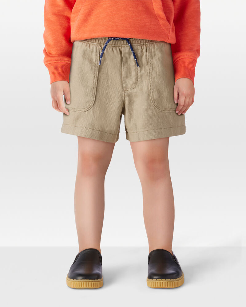 Toddler Pull-On Twill Shorts - Khaki, image 2 of 6 slides