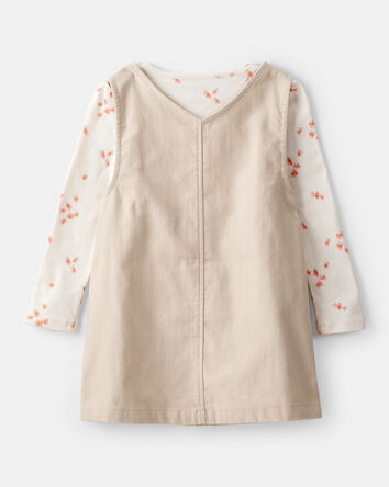 Toddler Girl 2-Piece Heart Print Cotton Long-Sleeve Dress - Brown, 