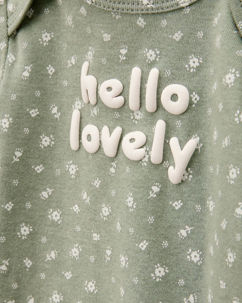 Baby Girl 5-Pack Floral Horses Short-Sleeve Cotton Bodysuits - Pink/Green, image 3 of 9 slides