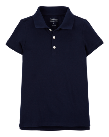 Girls Pique Cotton Uniform Polo - Navy, 
