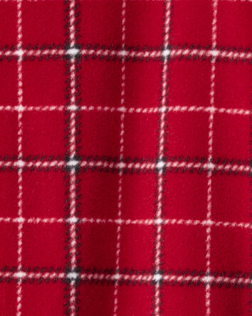Toddler Boy Plaid Fleece Long-Sleeve Loose Fit 1-Piece Pajamas - Red, 