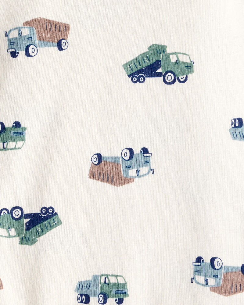 Baby Boy 3-Piece Construction Striped Print Hooded Zip-Up Jacket, Bodysuit & Pant Set - Green, image 4 of 5 slides