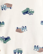 Baby Boy 3-Piece Construction Striped Print Hooded Zip-Up Jacket, Bodysuit & Pant Set - Green, image 4 of 5 slides