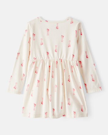 Toddler Girl Ballet Slipper Print Long-Sleeve Dress - Ivory, 