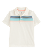 Toddler Boy Striped Short-Sleeve Polo - Cream, image 1 of 3 slides