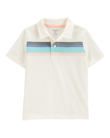 Toddler Boy Striped Short-Sleeve Polo - Cream, 