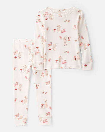 Toddler 2-Piece Bunny Floral 100% Snug Fit Cotton Pajamas - Ivory, 
