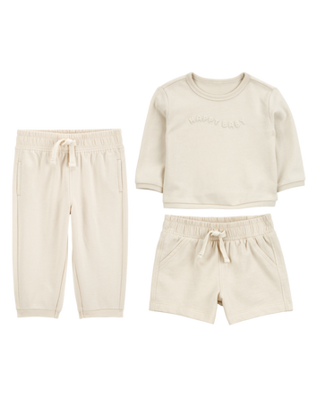 Baby 3-Piece French Terry Mix-and-Match Outfit Set - Cream, 