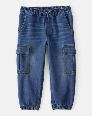 Toddler Boy Denim Cargo Joggers - Dark Wash, 
