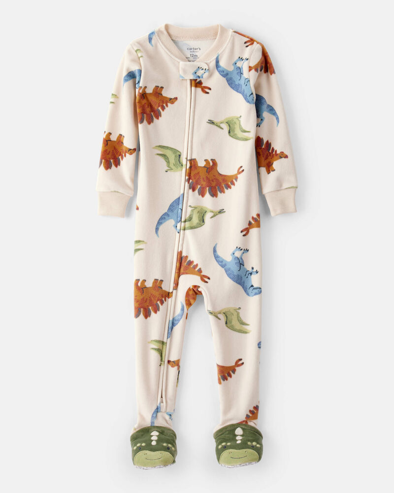 Toddler Boy Dinosaur DreamPlush Snug Fit Long-Sleeve 1-Piece Pajamas - Tan, image 1 of 4 slides