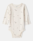 Baby Girl Bow Print Cotton Long-Sleeve Dress Set - Grey, image 3 of 7 slides