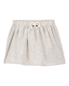 Toddler 2-Piece Floral Short-Sleeve Top & Striped Skort Set - Tan/Black, image 5 of 8 slides