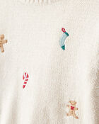 Baby Boy Holiday Print Long-Sleeve Sweater & Pant Set - White, image 3 of 7 slides