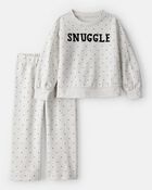 Toddler Girl Snuggle French Terry Pullover & Pant Set - Grey, image 1 of 4 slides