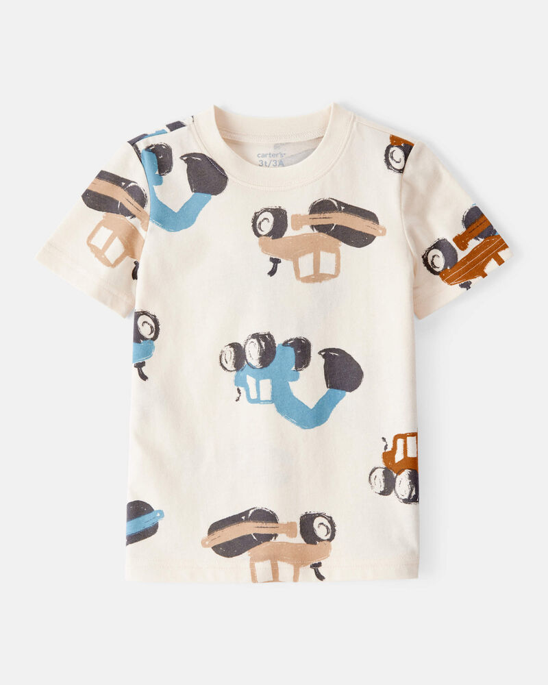 Toddler Boy Construction Print Short-Sleeve Tee - Cream, image 1 of 3 slides