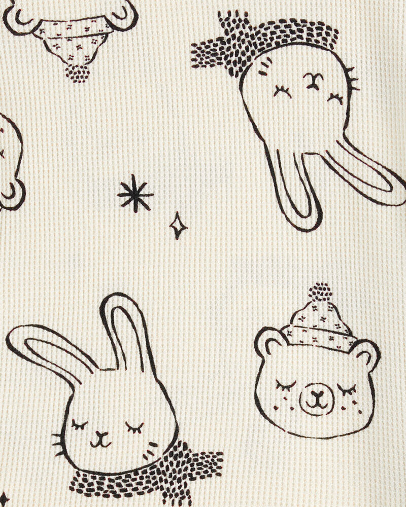 Baby Girl 4-Piece Snow Bunny Cotton Blend Pajamas, image 3 of 4 slides