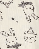 Baby Girl 4-Piece Snow Bunny Cotton Blend Pajamas, image 3 of 4 slides