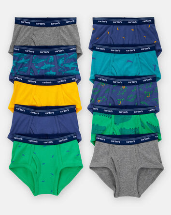 Toddler Boy 10-Pack Dinosaur Print Brief Underwear, 