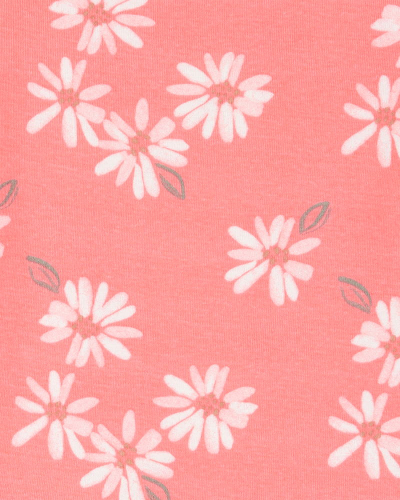 Toddler Girl 2-Piece Floral 100% Snug Fit Cotton Pajamas - Coral, image 2 of 3 slides