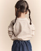 Toddler Girl Striped Long-Sleeve Relaxed Tee - Cream/Tan, image 4 of 7 slides