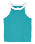 Toddler Ribbed Double Dutch Tank - Turquoise, image 1 of 3 slides