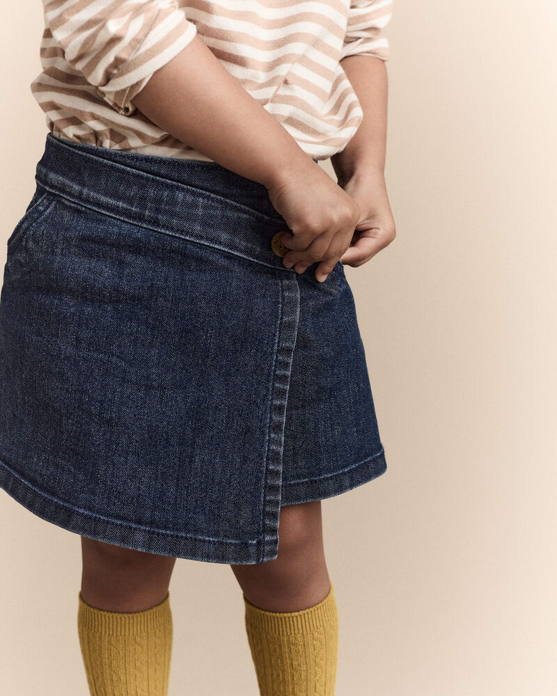 Toddler Girl Asymmetrical Denim Skirt - Blue, image 4 of 7 slides