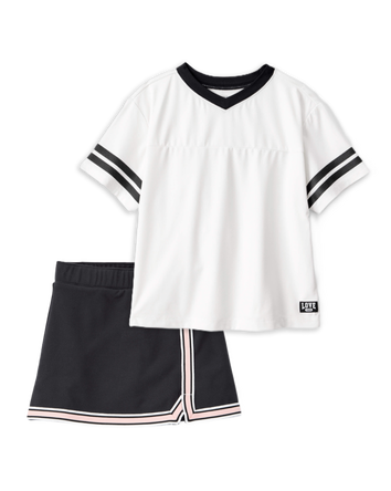 Girls 2-Piece Jersey Tee & Active Skort Set - White/Black, 