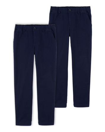 Kid 2-Pack Stretch Chino Uniform Pants - Navy, 