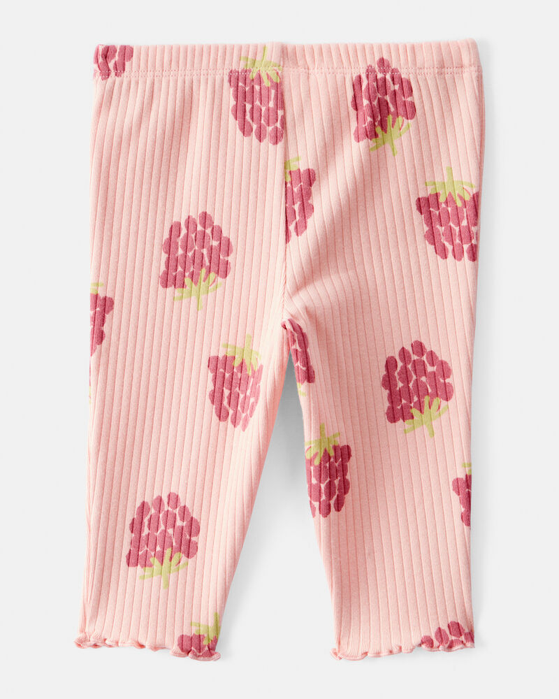 Baby Girl Raspberry Print Cotton Pull-On Pants - Pink, image 2 of 4 slides