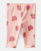 Baby Girl Raspberry Print Cotton Pull-On Pants - Pink, image 2 of 4 slides