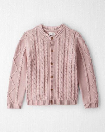 Girls Organic Cotton Cable Knit Cardigan, 