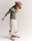 Toddler Girl Mock Neck Ruffle Top - Olive, image 6 of 7 slides