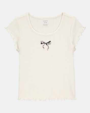 Kid Bow Pointelle Baby Tee - White, 