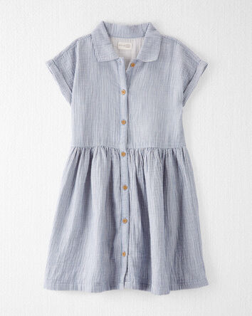 Kid Organic Cotton Gauze Striped Dress, 
