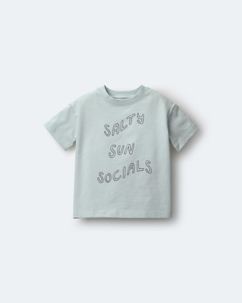 Toddler 'Salty Sun Socials' Premium Relaxed Graphic Tee - Light Blue, image 2 of 6 slides
