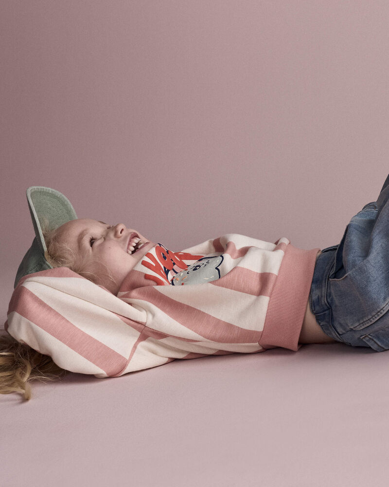 Toddler 'Whoops' Striped Ice Cream Dolman-Sleeve Sweatshirt - Peach, image 3 of 6 slides