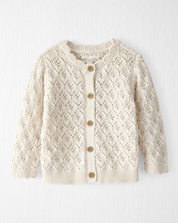 Baby Girl Organic Cotton Pointelle Sweater, 