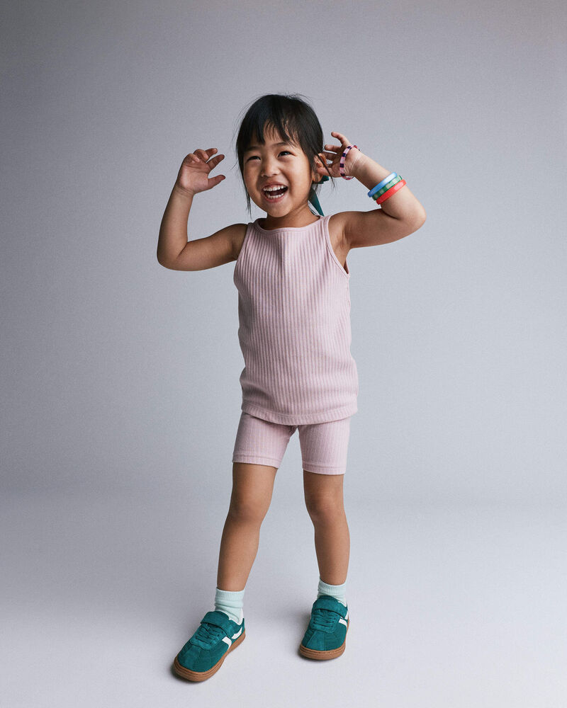 Toddler Girl Ribbed Playtime Tank Top - Light Pink, image 1 of 5 slides