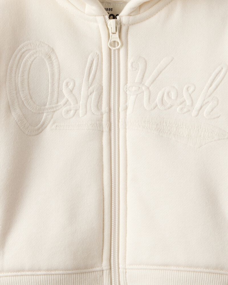 Baby Girl 2-Piece Hooded Zip-Up Jacket & Joggers Set - Cream, image 4 of 7 slides