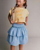 Toddler Girl Smocked Tiered Skirt - Blue, image 3 of 6 slides