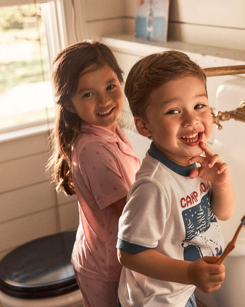 Toddler 2-Piece Polka Dot Coat-Style Pajamas - Pink, image 3 of 4 slides