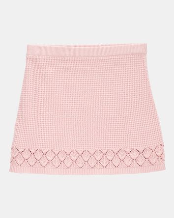 Kid Pointelle Crotchet Knit Skirt - Pink, 