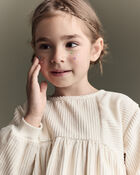 Toddler Girl Long-Sleeve Corduroy Dress - Cream, image 3 of 7 slides