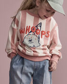 Toddler 'Whoops' Striped Ice Cream Dolman-Sleeve Sweatshirt - Peach, image 1 of 6 slides