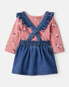 Baby Girl 3-Piece Floral Long-Sleeve Dress Set - Blue, image 2 of 6 slides