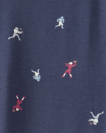 Toddler Boy Football Print PurelySoft Long-Sleeve 2-Piece Pajamas - Navy Blue, 